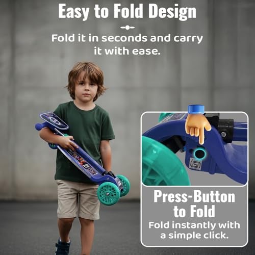 StarAndDaisy X NASA Kick Scooter for Kids 3+ Years, Foldable Skate Scooter for Children Girls & Boys with Multi-Level Height Adjustment, LED Wheels & Brakes -(Officially Licensed) Red-Blue - Image 2