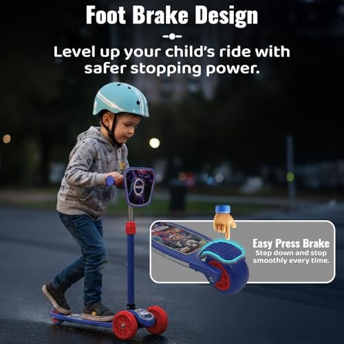 StarAndDaisy X NASA Kick Scooter for Kids 3+ Years, Foldable Skate Scooter for Children Girls & Boys with Multi-Level Height Adjustment, LED Wheels & Brakes -(Officially Licensed) Red-Blue - Image 3