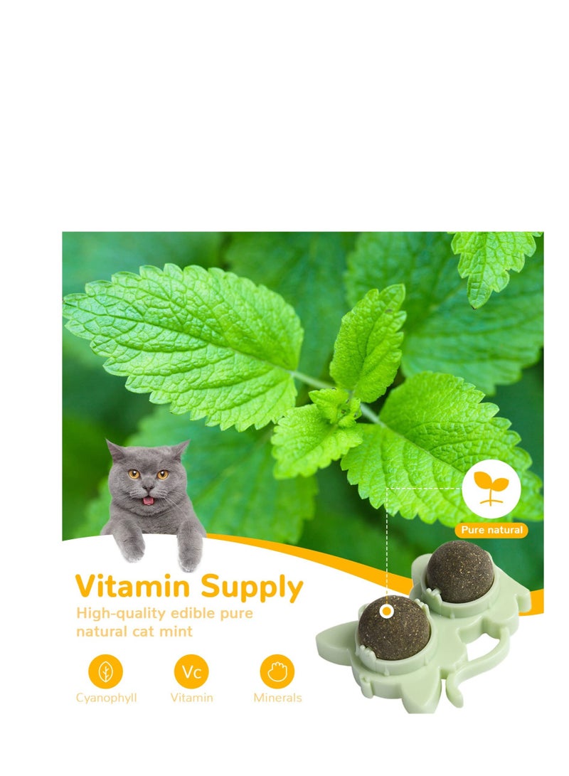 Excefore Catnip Wall Toys, 3 Pcs Rotatable Catnip Lickable Balls, Safe Healthy Kitten Chew Toys, For Indoor Kitten Lick Chew Toy Cat Bite Toy, Cat Wall Treats for Teeth Cleaning Relieve Cat Anxiety - Image 4