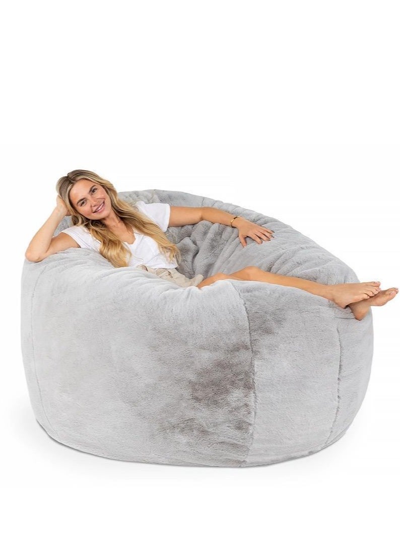 Comfy - حقيبة فول مخملية رمادية كلاسيكية مريحة للبالغين مع حشوة الفاصوليا البكر - Image 1