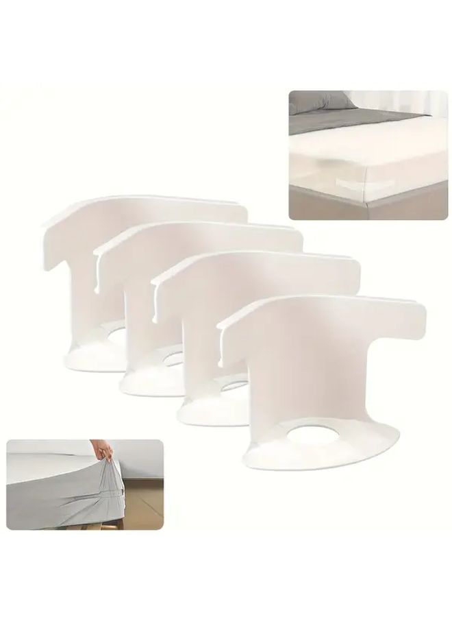 Cream White 8pc Bedding Fitted Sheet Clips Set With C Shaped Fasteners And Non Slip Strips - Image 2
