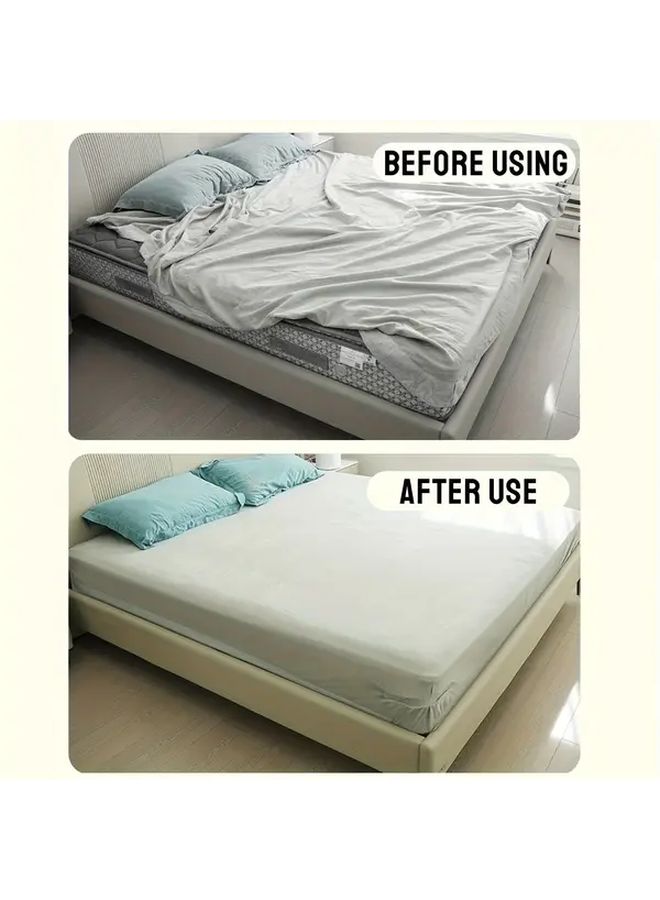 Cream White 8pc Bedding Fitted Sheet Clips Set With C Shaped Fasteners And Non Slip Strips - Image 5