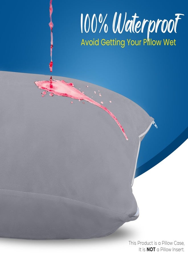 Utopia Bedding 4 Pack Waterproof Pillow Protectors with Zipper Queen Size (Gray), Bed Bug and Dust Mite Proof Pillow case Covers, Moisture Wicking Pillow Encasements 20 x 28 Inches - Image 3