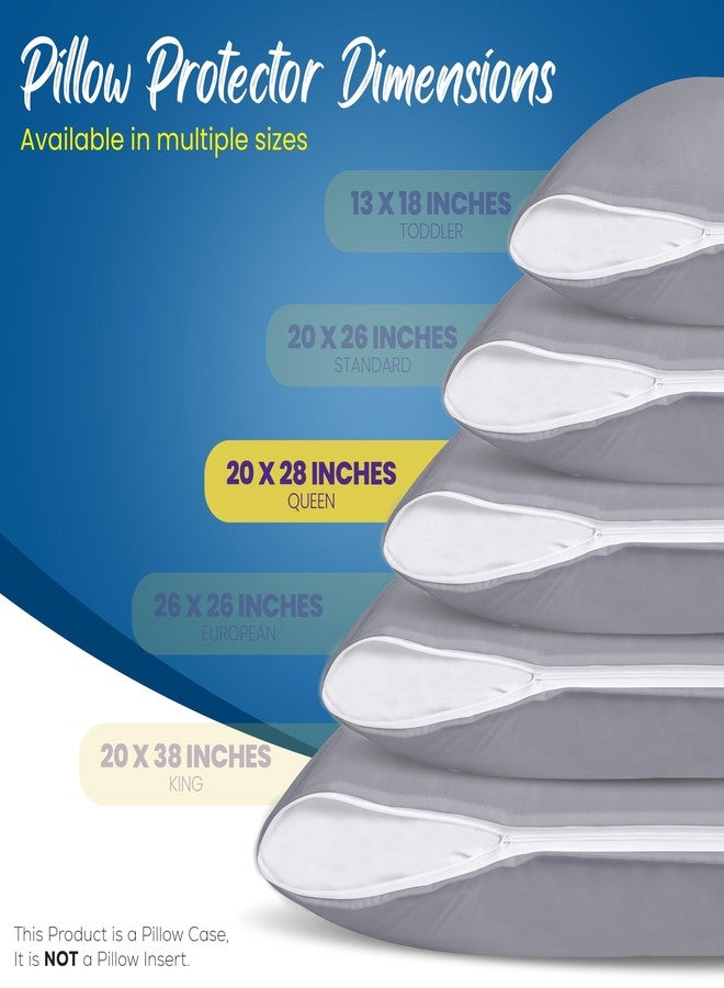 Utopia Bedding 4 Pack Waterproof Pillow Protectors with Zipper Queen Size (Gray), Bed Bug and Dust Mite Proof Pillow case Covers, Moisture Wicking Pillow Encasements 20 x 28 Inches - Image 2