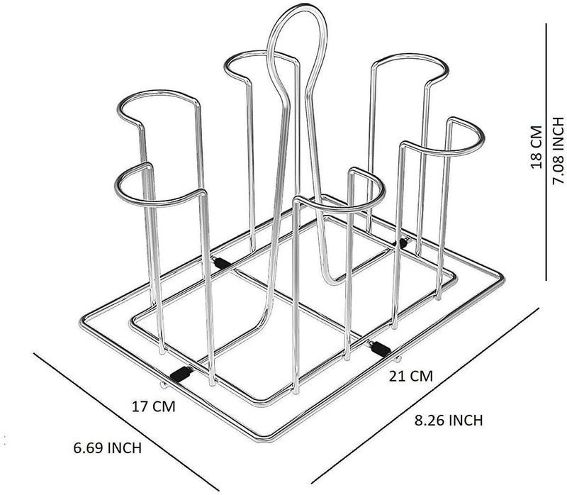 AONTAN ENTERPRISE Made Stainless Steel and Virgin Glass Holder for 6 Glasses and Glass Stand Steel for KitchenDining Table - Image 2
