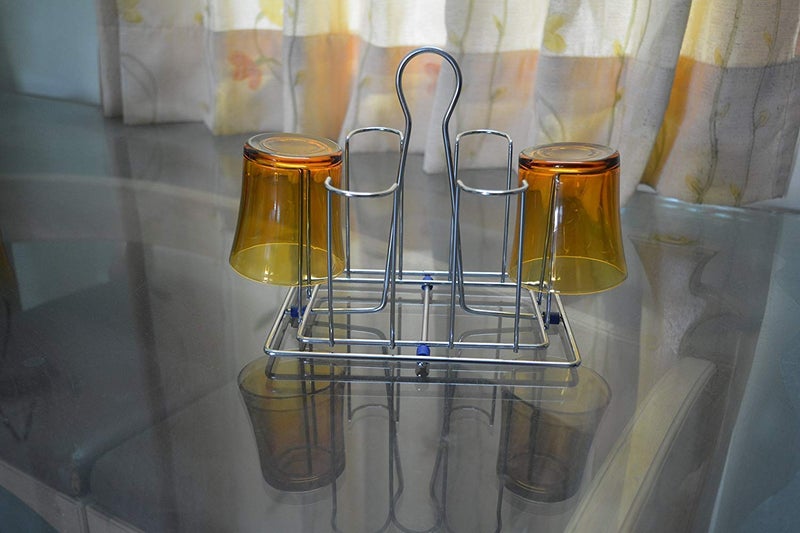 AONTAN ENTERPRISE Made Stainless Steel and Virgin Glass Holder for 6 Glasses and Glass Stand Steel for KitchenDining Table - Image 5