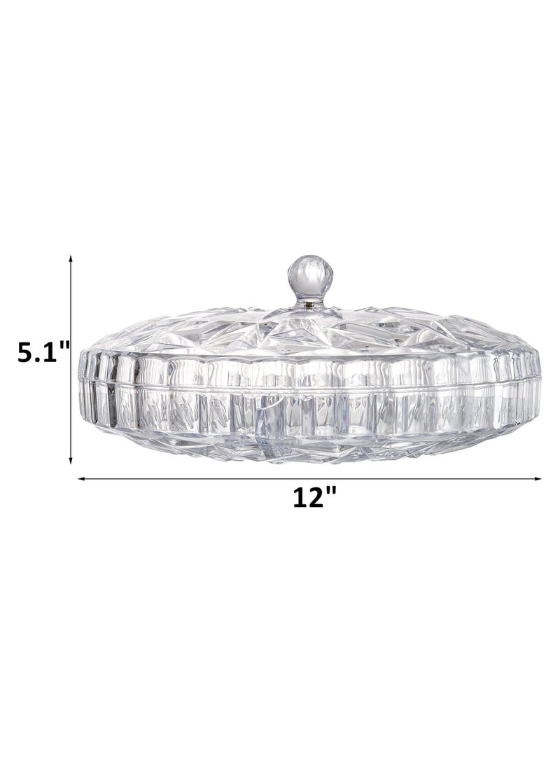 Generic Elegant Acrylic Nuts Platter - Style Serving Tray with Lid – 6-Section Round Snack Organizer - Image 3