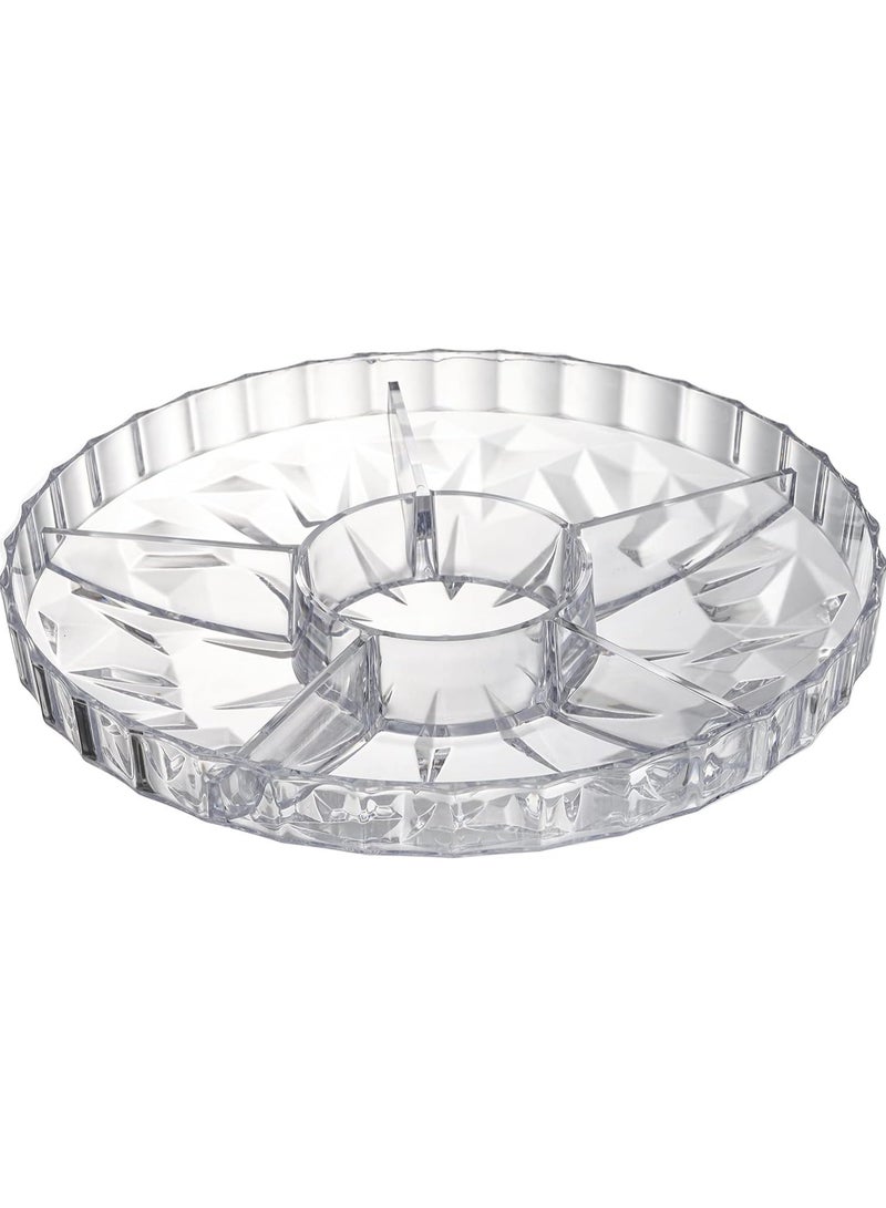 Generic Elegant Acrylic Nuts Platter - Style Serving Tray with Lid – 6-Section Round Snack Organizer - Image 5