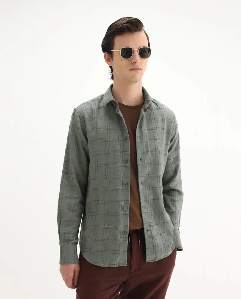 Rare Rabbit Men's Regular Fit Checked Shirt