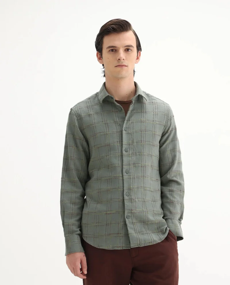 Rare Rabbit Men's Regular Fit Checked Shirt
