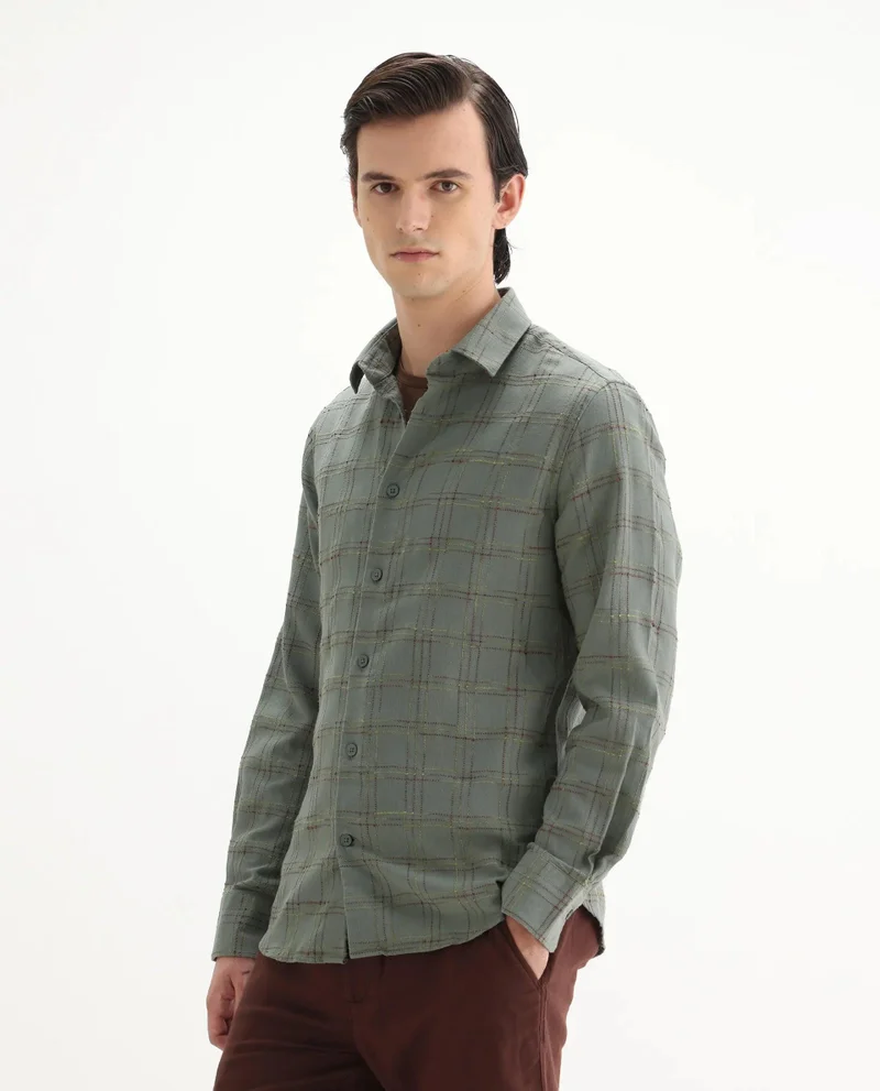 Rare Rabbit Men's Regular Fit Checked Shirt