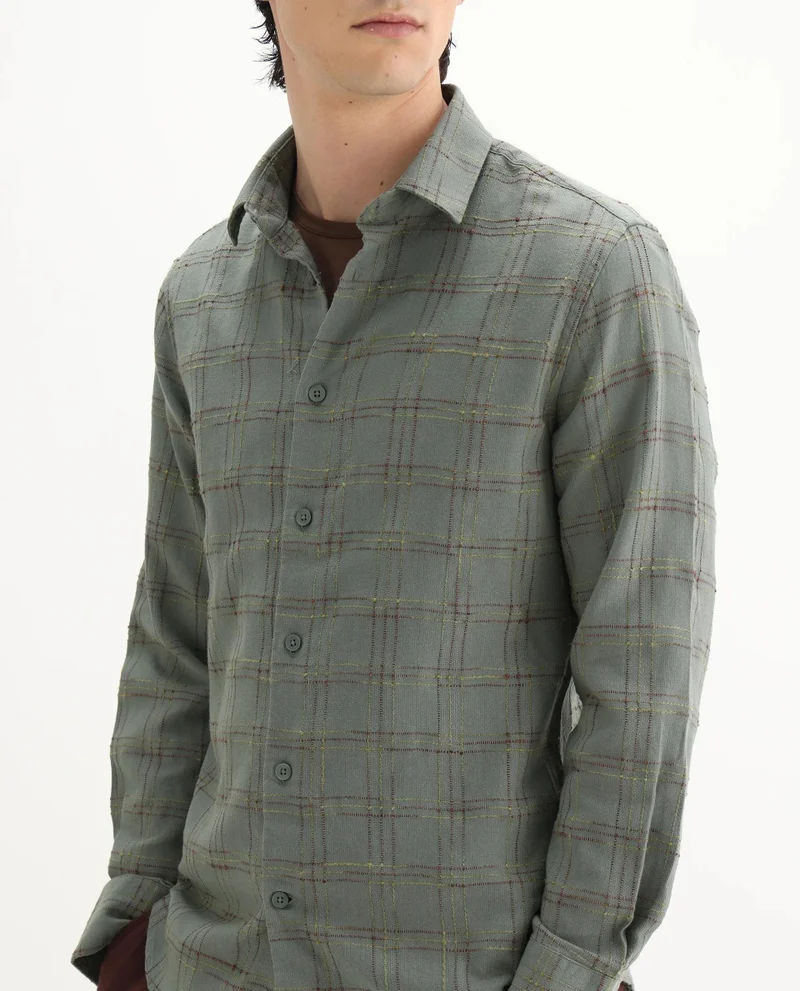 Rare Rabbit Men's Regular Fit Checked Shirt