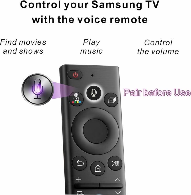 B BraiNice Replacement for Samsung Smart TV Remote Control 2026-2019 | Universal, Bluetooth, Voice, No Rechargeable, No Solar - Image 3
