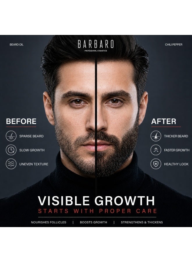 BARBARO Chili Pepper Beard & Hair Growth Oil for Men 30 ml – Natural Stimulating Oil for Beard Density | Non-Greasy Formula - Image 2