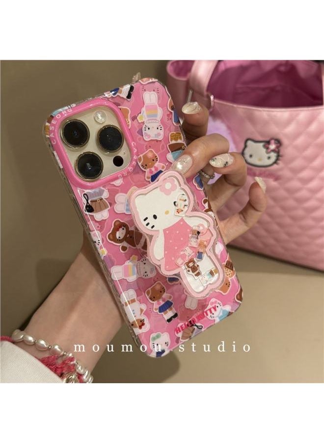 Generic - Super Q Cute Cat Dress-up Show Suitable For IPhone16Promax Phone Case Apple 15 Girl Heart 14/13-Color:+quicksand Figure Polka Dot Whole Katie Stand-Applicable Models:iPhone15ProMax - Image 1