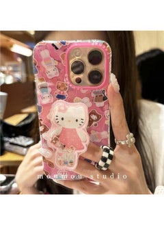 Super Q Cute Cat Dress-up Show Suitable For IPhone16Promax Phone Case Apple 15 Girl Heart 14/13-Color:+quicksand Figure Polka Dot Whole Katie Stand-Applicable Models:iPhone15ProMax