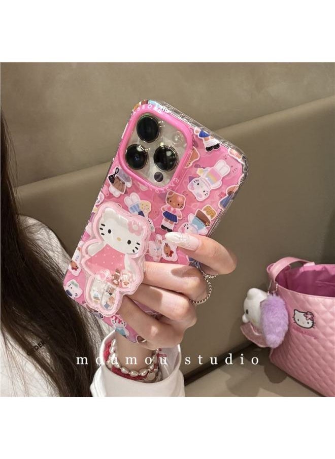 Generic - Super Q Cute Cat Dress-up Show Suitable For IPhone16Promax Phone Case Apple 15 Girl Heart 14/13-Color:+quicksand Figure Polka Dot Whole Katie Stand-Applicable Models:iPhone15ProMax - Image 1