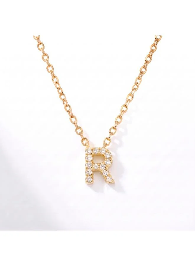 Letter R  Initial Pendant Necklace 18k Gold Plated