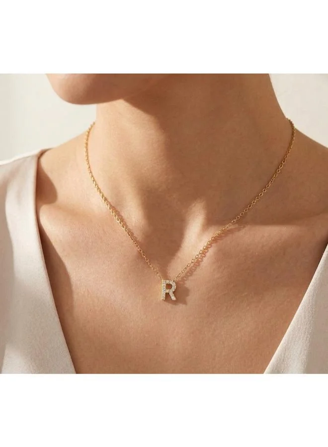 روفو Letter R  Initial Pendant Necklace 18k Gold Plated