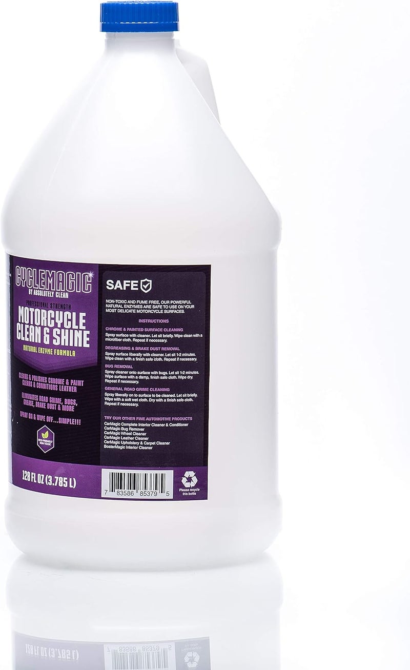 Absolutely Clean CycleMagic Motorcycle Clean and Shine - Motorcycle Cleaner & Conditioner | Chrome, Leather, Paint & More | Eliminates Bug Grime, Brake Dust, Dirt & Debris | USA Made (128oz Refill (Save 50%)) - Image 5
