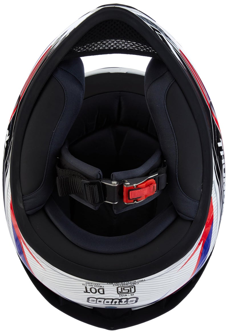 Studds Thunder Full Face Motorcycling Helmet D8 with Clear Visor (White N1, M) - Image 3