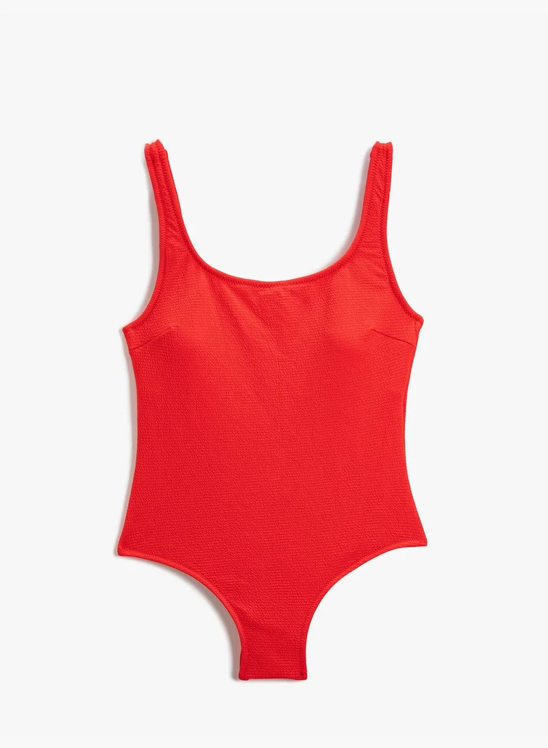 KOTON U Neck Basic Swimsuit