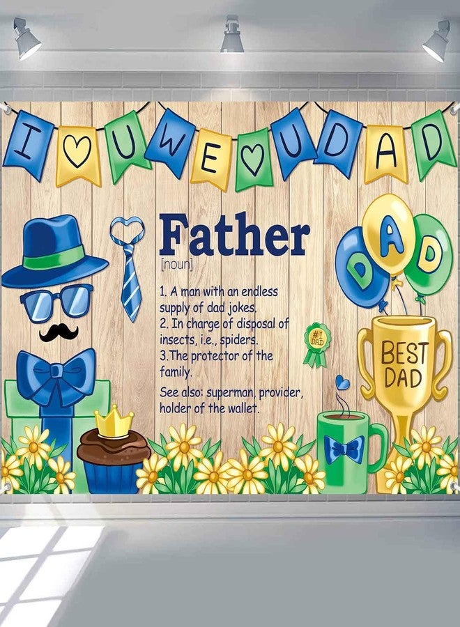 LDWLYW 7x5ft Happy Fathers Day Banner Backdrop for Father's Day Decorations Father Birthday Party Decorations Photography Background I Love Dad Best Dad Theme Family Party Decor Banner - Image 2