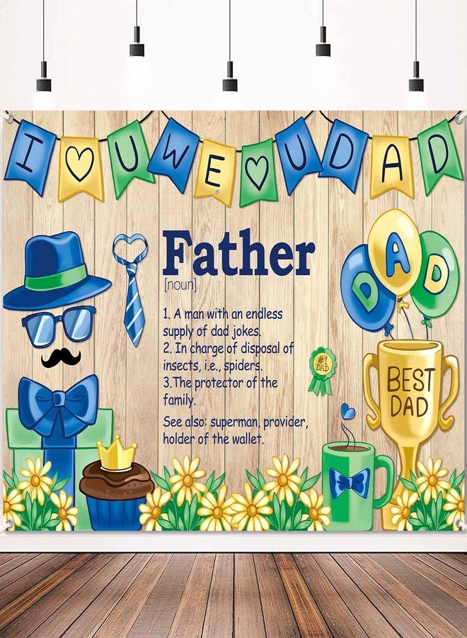 LDWLYW 7x5ft Happy Fathers Day Banner Backdrop for Father's Day Decorations Father Birthday Party Decorations Photography Background I Love Dad Best Dad Theme Family Party Decor Banner - Image 3