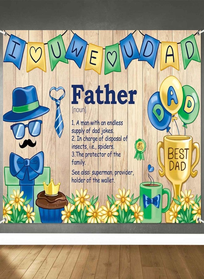 LDWLYW 7x5ft Happy Fathers Day Banner Backdrop for Father's Day Decorations Father Birthday Party Decorations Photography Background I Love Dad Best Dad Theme Family Party Decor Banner - Image 1