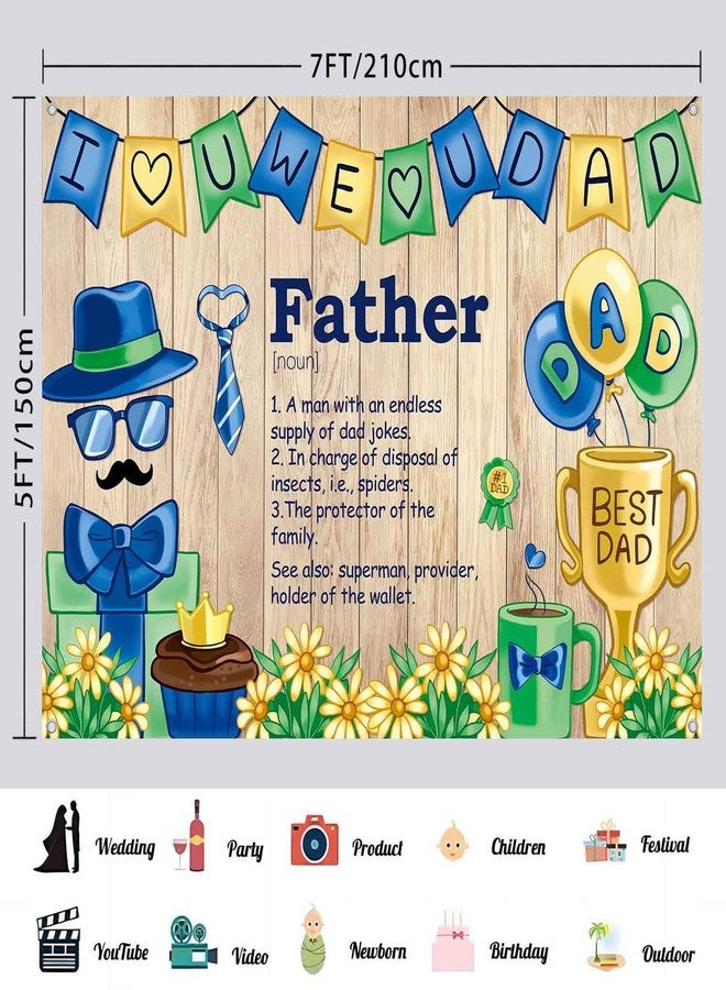 LDWLYW 7x5ft Happy Fathers Day Banner Backdrop for Father's Day Decorations Father Birthday Party Decorations Photography Background I Love Dad Best Dad Theme Family Party Decor Banner - Image 4