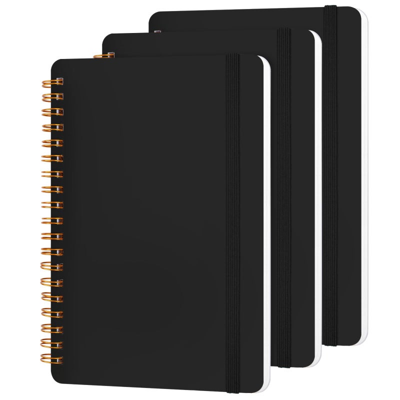 Utron 3 PCS Small Spiral Notebook 5x7, Notebooks for Note Taking, Black Spiral Journal Notebook, Work Notebook Small Notebooks 5x7 with Strap, Cute Notebooks for Women 70 Sheets/Note Books - Image 1