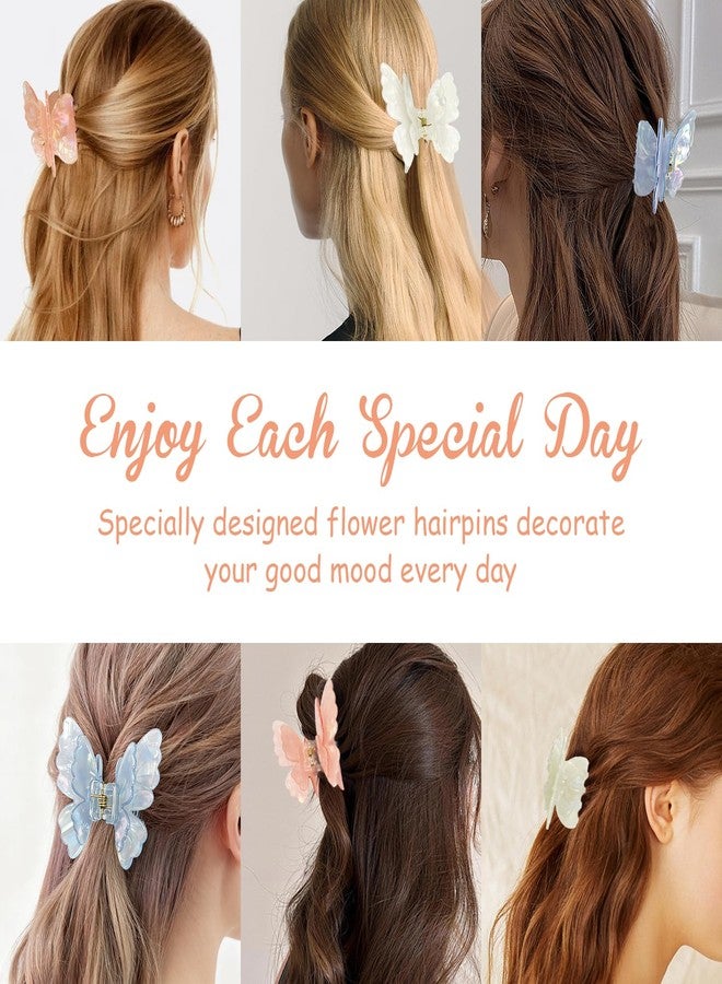 MOASIOP Butterfly Hair Clip 3-Piece Set - 2.5-inch Medium Non-Slip Double-Layer Butterfly Hair Clips, Cute Hair Accessories for Women and Girls (White + Blue + Pink) - Image 5