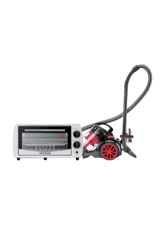 بلاك اند ديكر بلاك اند ديكير مكنسة كهربائية سلكية متعددة الاعصارات بدون كيس مع فلتر 6 مراحل، طاقة قصوى 1400 واط، قوة شفط 20 كيلو باسكال، احمر/اسود، 2.5 لتر، VM1680-B5 - Image 1