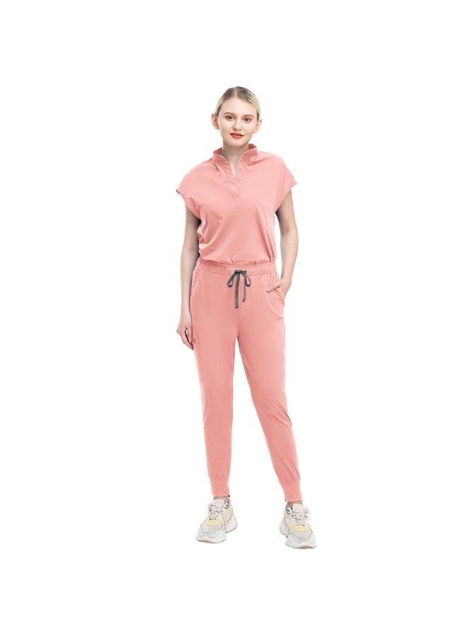 NIBEMINENT Women Scrub Set Surgical Nursing Hospital Uniform Medical Uniforms  Short Sleeve Workwear Clinic Nurse Scrub - Image 1