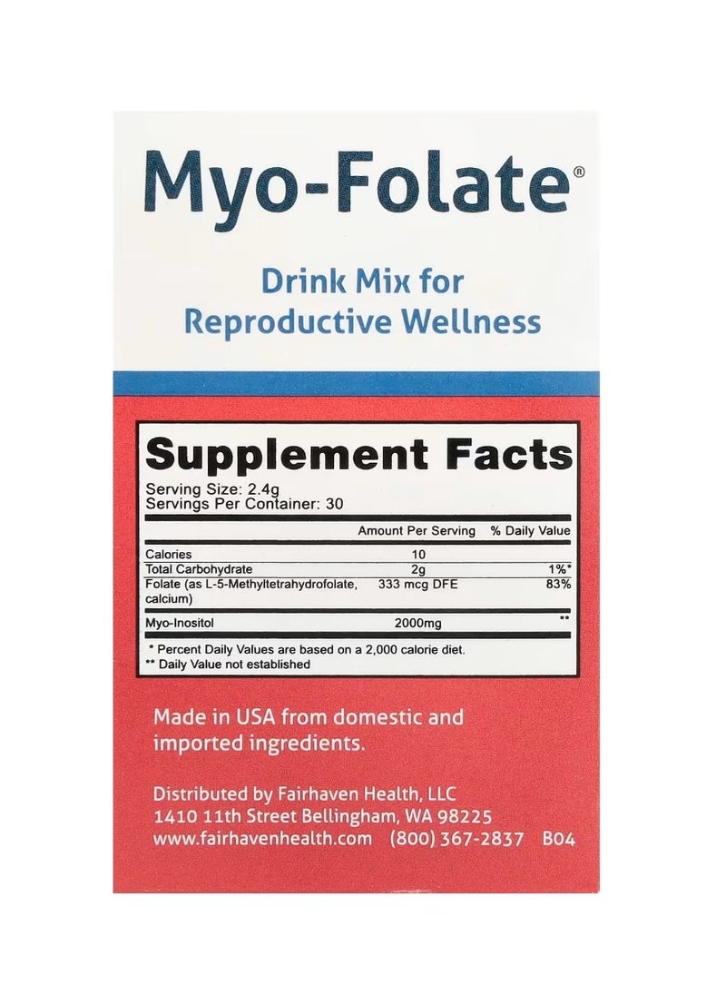fairhaven health Myo-Folate Reproductive Health Support Drink Mix Unflavored 30 Sachets 2.4 g Each  - Image 2