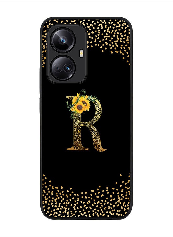 Stylizedd Cover for Realme 10 Pro Plus 5G Case , Rugged Black Slim fit Phone Cases Custom Monogram Initial Letter Mandala Floral Pattern Alphabet-R (Dark Pink Rose) - Image 1