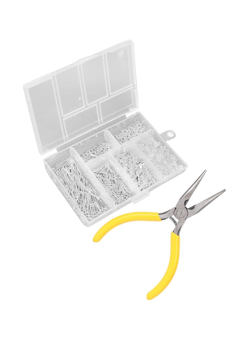 جي جوت مجموعة صنع المجوهرات المصنوعة من السبائك المعدنية، كمية كافية من حلقات المجوهرات DIY، خطافات متعددة الأنواع، مدمجة ومضادة للتآكل مع كماشة للأقراط والقلادة - Image 1