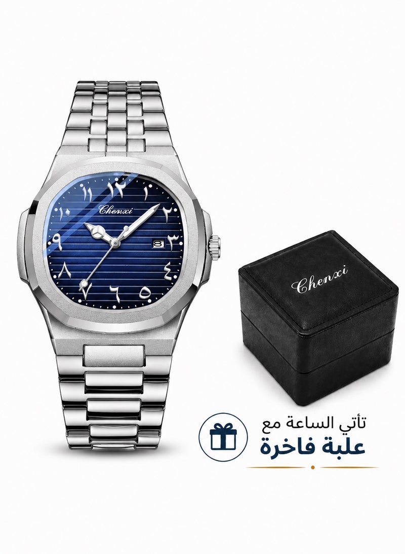 Chenxi Men’s Quartz Wrist Watch with Luxury Modern Design, Water Resistant, Scratch-Resistant Glass, Full Stainless Steel with Elegant Box - Image 1