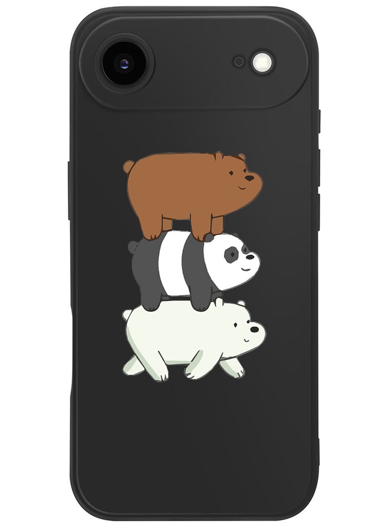 Theodor Protective Slim Fit Case Liquid Silicone Cover with Full Body Protection Anti-Scratch Shockproof Case For Apple iPhone 17 Air (Black) Three Panda-01 - Image 1