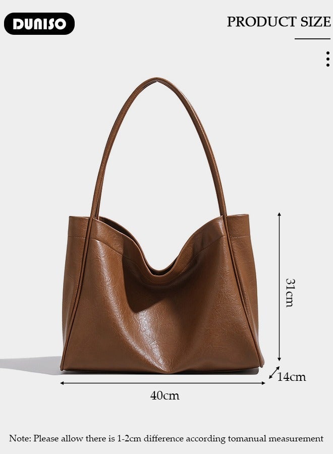 DUNISO Women's Shoulder Tote Bag Faux Leather Handbag For Women Large Capacity Bucket Bag Fashionable Travel Messenger Shoulder Bag For Ladies Girls College Students - Image 4