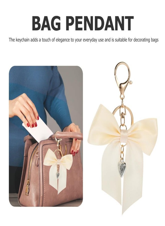 PACKOVE Bow-knot Keychain Cute Keychains Ribbon Bow Bag Pendant Purse Bow Charm Handbag Decorations DIY Accessories for Women Car Key Backpack (Beige) - Image 5