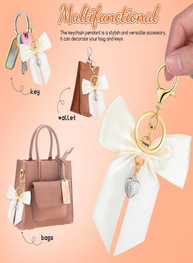 PACKOVE Bow-knot Keychain Cute Keychains Ribbon Bow Bag Pendant Purse Bow Charm Handbag Decorations DIY Accessories for Women Car Key Backpack (Beige) - Image 3