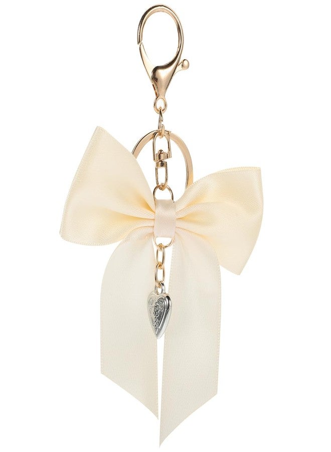 PACKOVE Bow-knot Keychain Cute Keychains Ribbon Bow Bag Pendant Purse Bow Charm Handbag Decorations DIY Accessories for Women Car Key Backpack (Beige) - Image 1