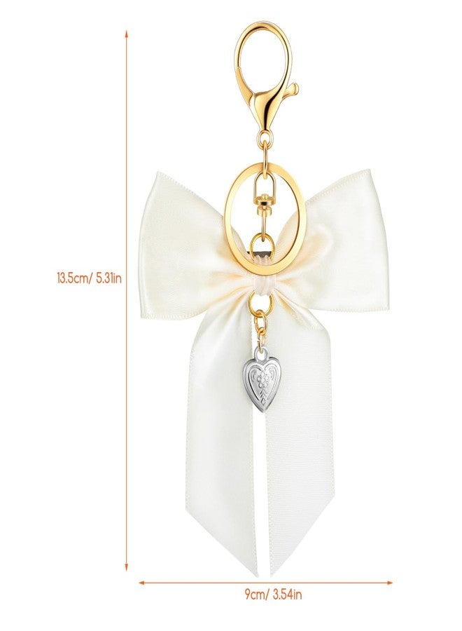 PACKOVE Bow-knot Keychain Cute Keychains Ribbon Bow Bag Pendant Purse Bow Charm Handbag Decorations DIY Accessories for Women Car Key Backpack (Beige) - Image 2
