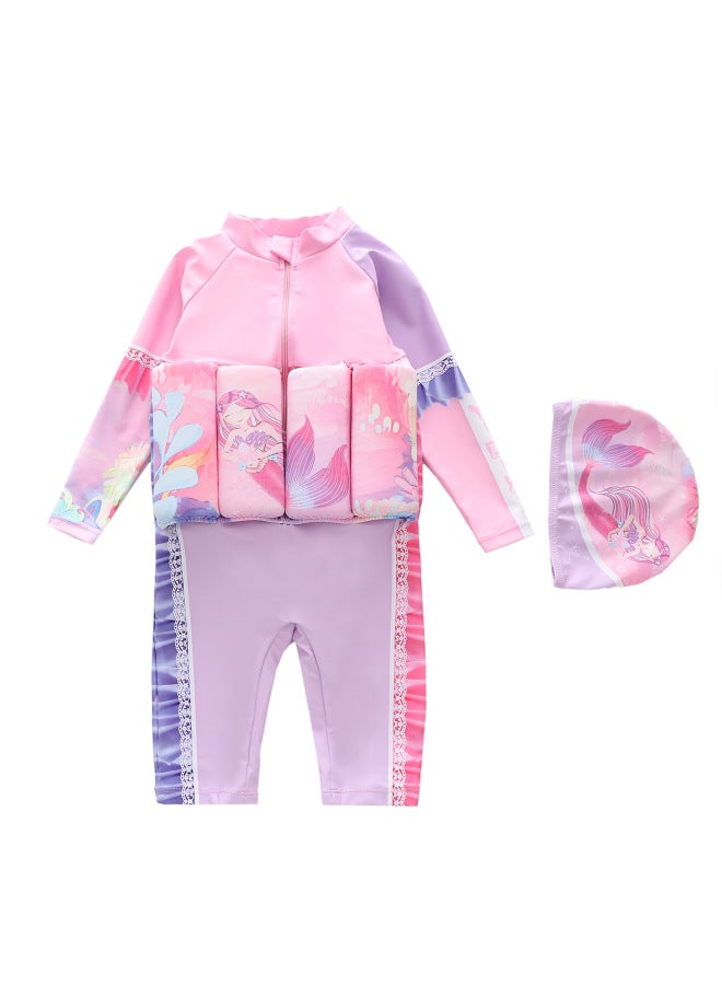 Girls One Piece Baby Unicorn Mermaid Buoyancy Swimsuit Trendy Surfsuit Underwater Paradise Color D2391 24MZ - Image 1