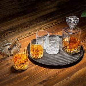 STAR WORK Star Work 1 Litre Whiskey Bottle Decanter for Whisky Scotch, Liquor, Vodka, Wine or Bourbon | Irish Cut | Food Grade Bpa Free | Airtight Cap with Silicon Grip (1000 ML Wine Decanter) - Glass  - Image 3