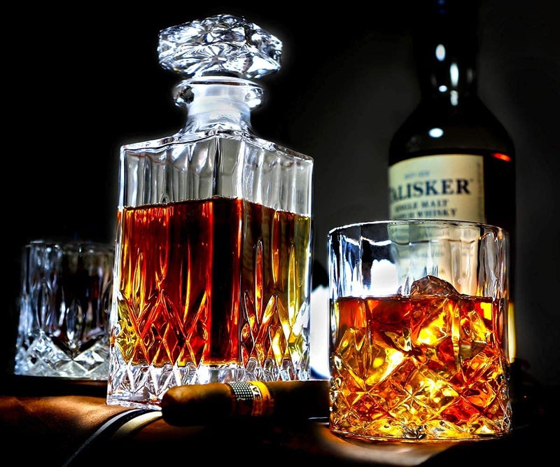 STAR WORK Star Work 1 Litre Whiskey Bottle Decanter for Whisky Scotch, Liquor, Vodka, Wine or Bourbon | Irish Cut | Food Grade Bpa Free | Airtight Cap with Silicon Grip (1000 ML Wine Decanter) - Glass  - Image 4