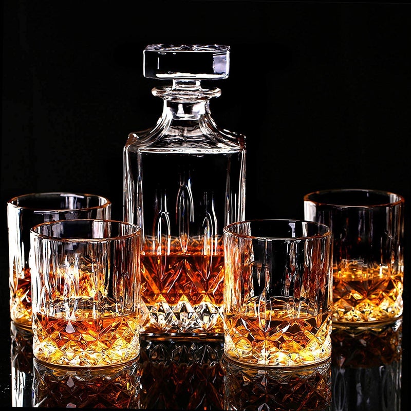 STAR WORK Star Work 1 Litre Whiskey Bottle Decanter for Whisky Scotch, Liquor, Vodka, Wine or Bourbon | Irish Cut | Food Grade Bpa Free | Airtight Cap with Silicon Grip (1000 ML Wine Decanter) - Glass  - Image 5