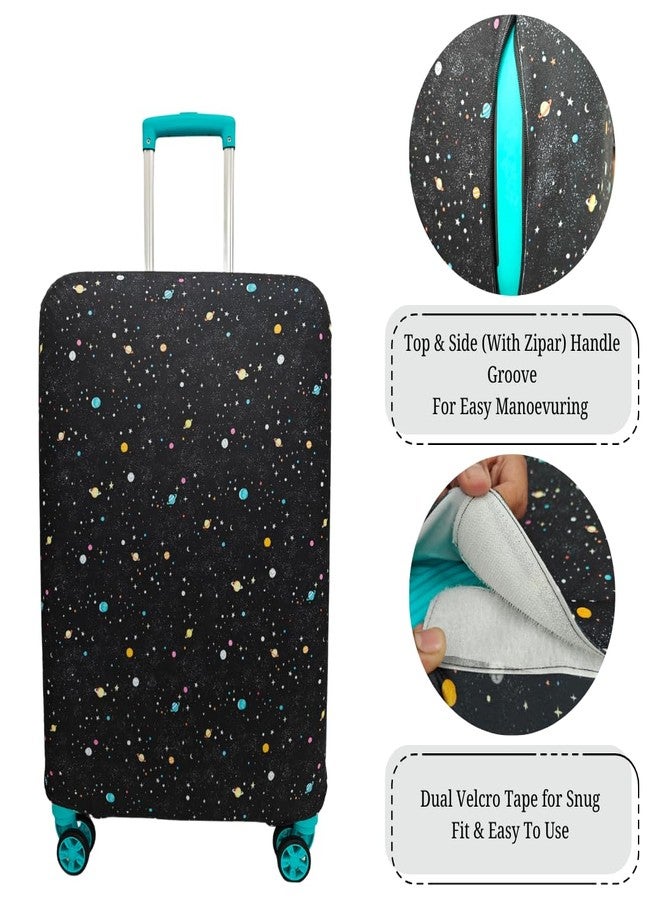 NT CREATION Printed Travel Luggage Cover for Suitcase - Stretchable & Scratchproof Trolley Bag Protector (3, Space Universe, 3 Size Combo) - Image 2
