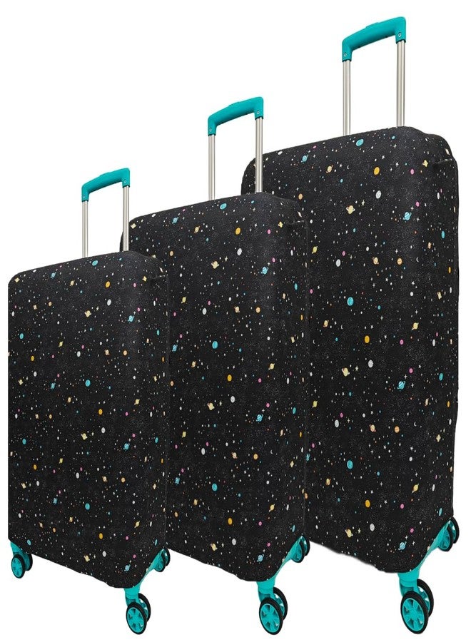 NT CREATION Printed Travel Luggage Cover for Suitcase - Stretchable & Scratchproof Trolley Bag Protector (3, Space Universe, 3 Size Combo) - Image 1